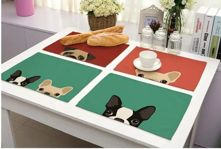 Скатерти с милой собачкой ситец салфетки коврики столовое белье Столовая посуда
