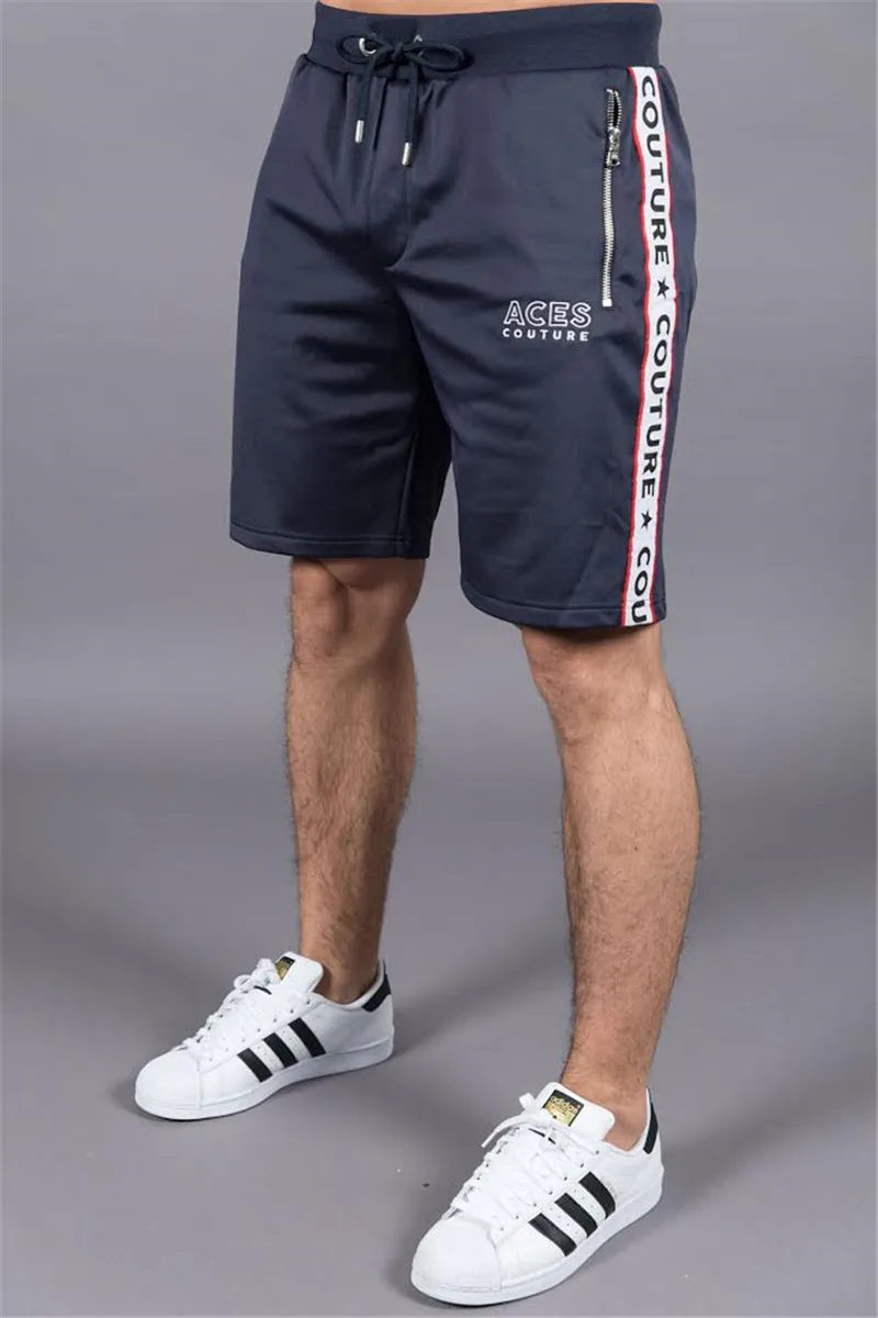 Navy ZFIT Мужская для спортзала фитнес мужские хлопчатобумажные шорты для бега спортивные Бодибилдинг до середины икры тренировочные шорты для бега мужские спортивные шорты - Цвет: Navy