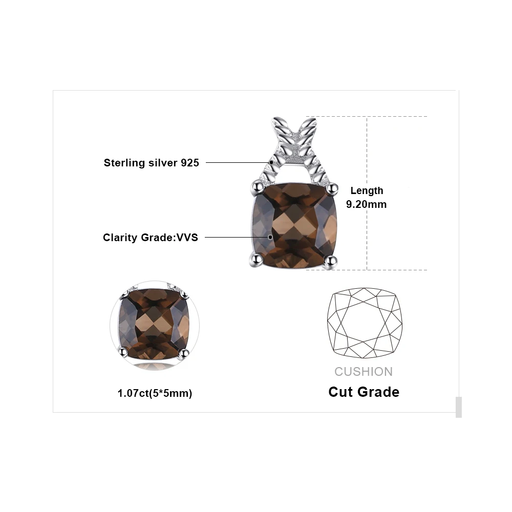 Женские серебряные серьги-гвоздики JewelryPalace 1 карат из настоящего дымчатого