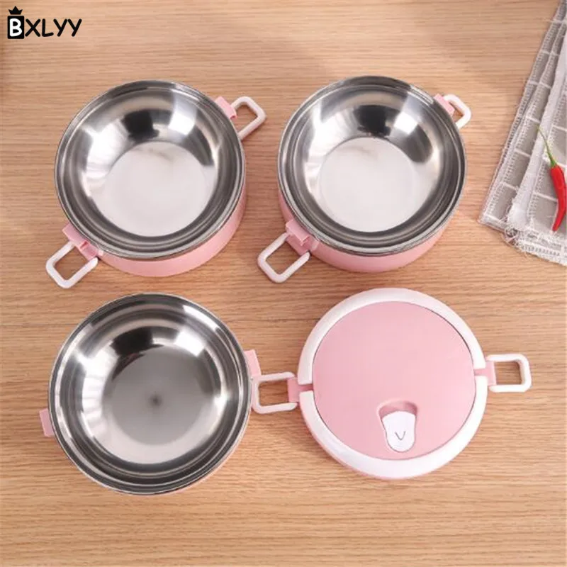 BXLYY Nordic Color Round Stainless Steel Insulated Lunch Box Food Children Portable Picnic School New Year.7 | Дом и сад