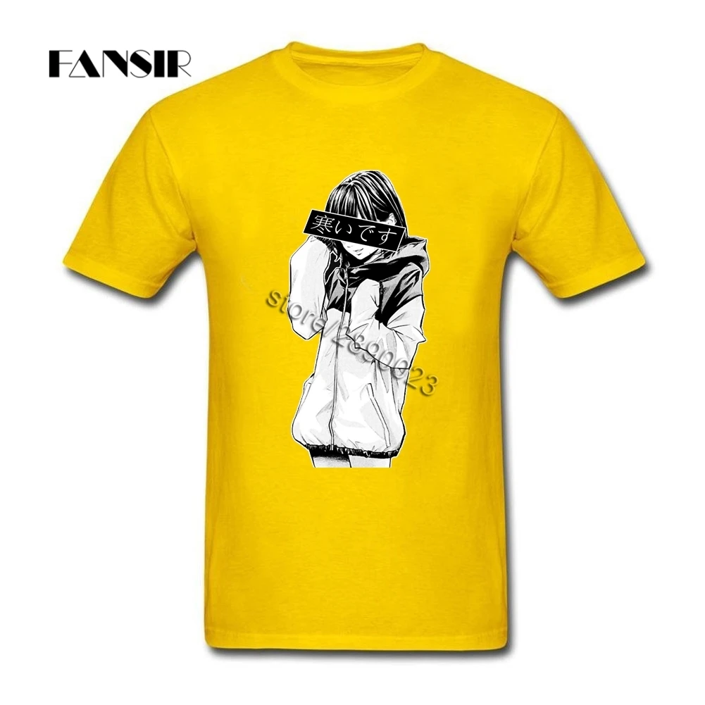 Грустно японской эстетики футболки Cool Для мужчин футболка с короткими рукавами