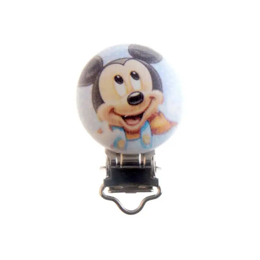 Cartoon Mouse Boy Baby Pacifier Clips Pattern Wood Metal Holders Cartoon Cute Infant Soother Clasps Accessories 4.4x2.9cm - Цвет: Cartoon Mouse Boy