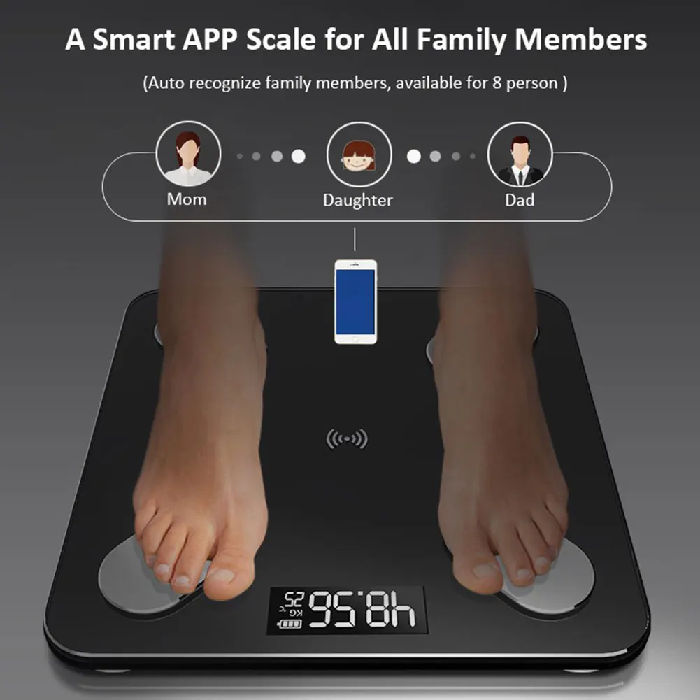 Напольные весы электронные Интеллектуальные Bluetooth приложение мониторинга