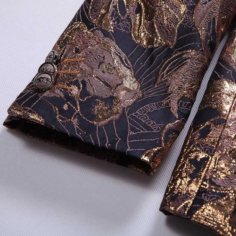 

Men's suit blazer high-end precision jacquard embroidery gold heavy craft suit men's fashion England wind big code single West