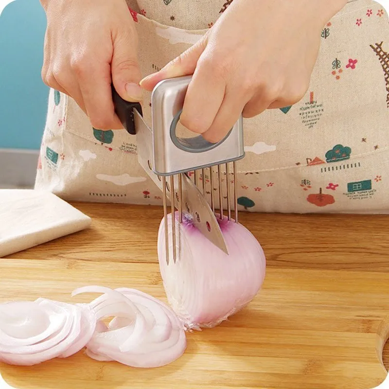 Простой Лук Держатель Slicer Растительное Фруктовые Инструменты Помидор Резак Из
