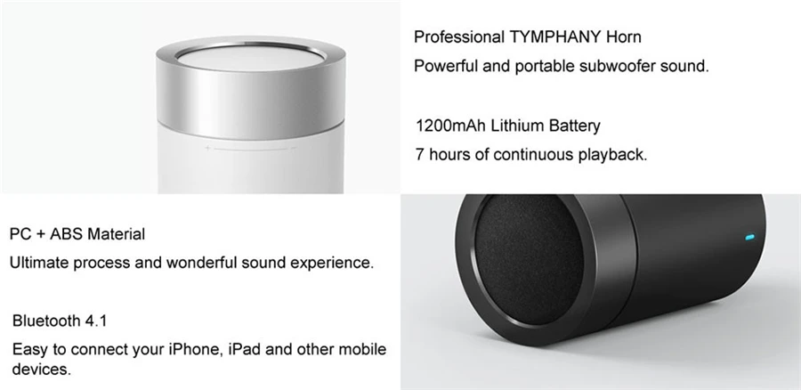 Оригинальный Xiaomi Bluetooth динамик Cannon 2 Цилиндрический металлический Мини