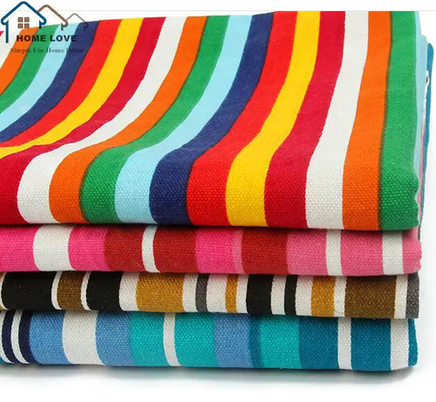 100 х 150 см Горячая Красочные Полосы Холст Хлопчатобумажная Ткань Для Шитья DIY