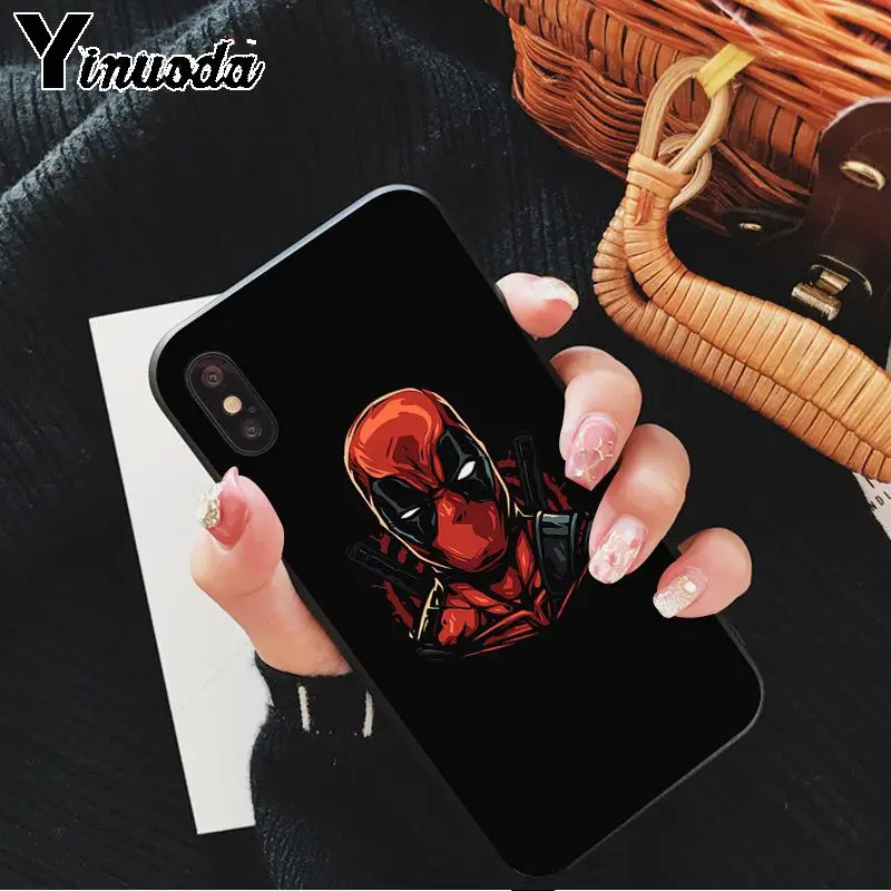 Yinuoda Marvel Deadpool черный ТПУ мягкий резиновый чехол для телефона iPhone X XS MAX 6 6S 7 7plus 8 8Plus 5