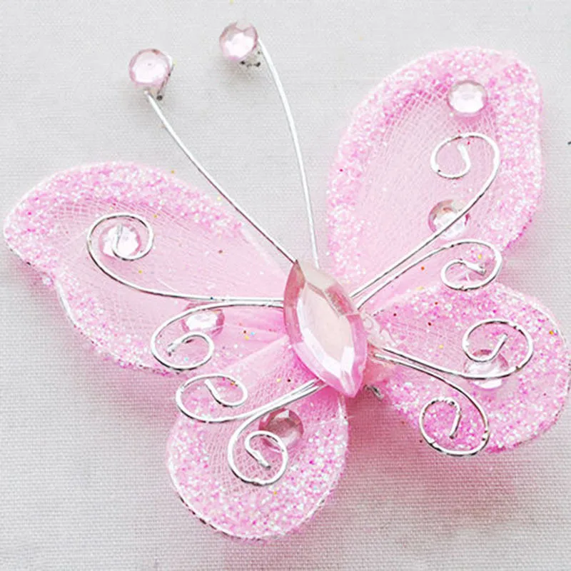 10 шт. свадебные украшения в виде бабочек из органзы|organza wire rhinestone butterfly|for wedding