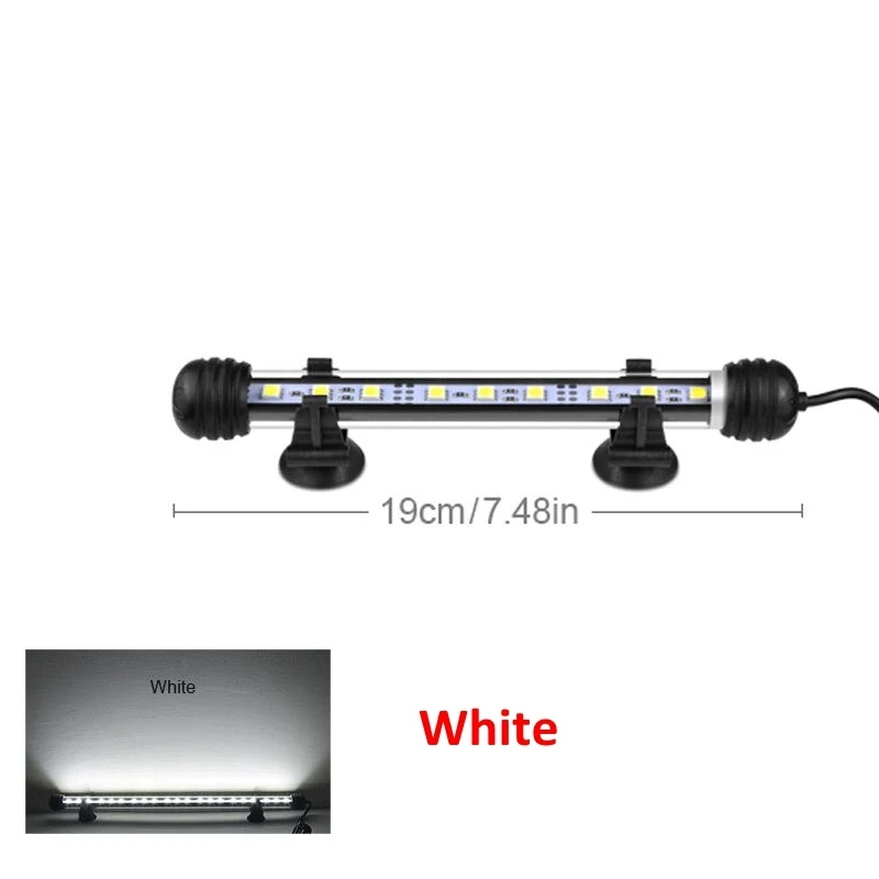 19cm White Светодиодный светильник для аквариума, декоративная лампа для аквариума 49 см, 39 см, 29 см, 19 см, освещение для аквариума, RGB Светодиодный светильник с дистанционным управлением - Цвет: 19cm White