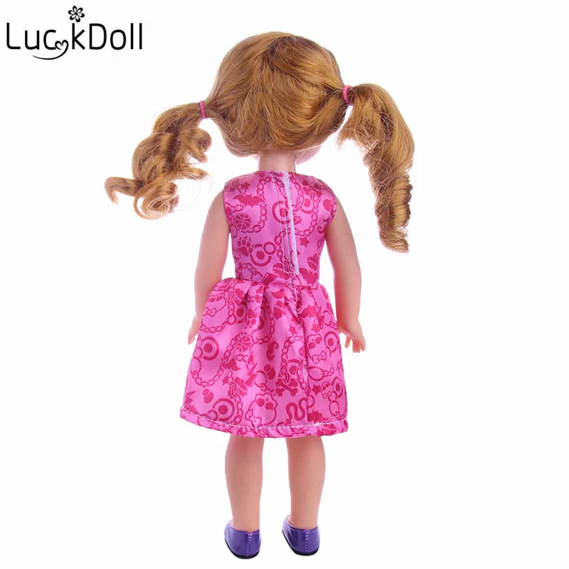 LUCKDOLL милое розовое платье для посадки 14 5 Дюймов Американская кукла Wellie Wishers