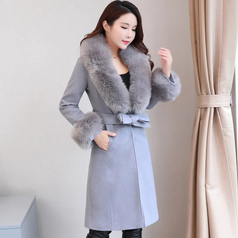Fashion Warm Women Long Wool Blend Coat Solid Cashmere Jacket Slim Single Breasted Ladies Coats | Женская одежда