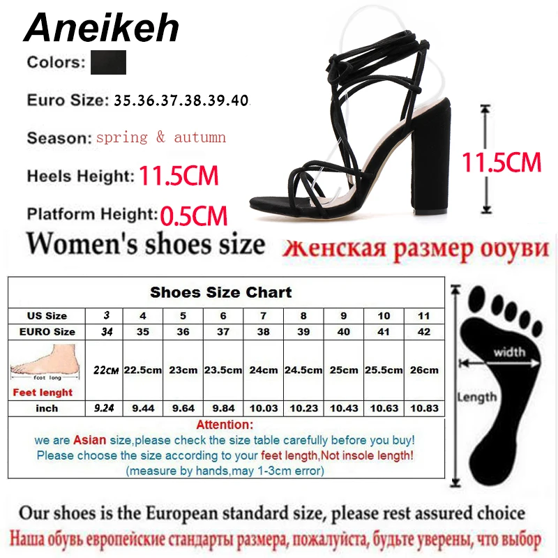 Aneikeh/ г. Новые летние женские сандалии с перекрестными ремешками модные сандалии в римском стиле на высоком каблуке, с открытым носком, на шнуровке черного цвета