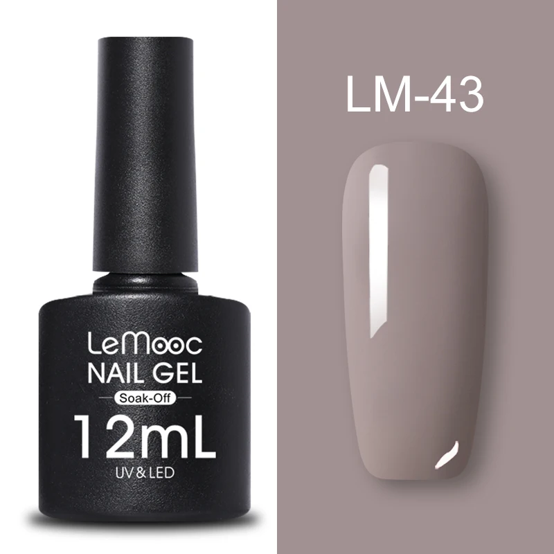 LM-43 LEMOOC, 12 мл, Гель-лак для ногтей, гибридный лак, все для маникюра, блеск для ногтей, верхнее Базовое покрытие, UV Vernis, Полупостоянный лак для ногтей - Цвет: LM-43