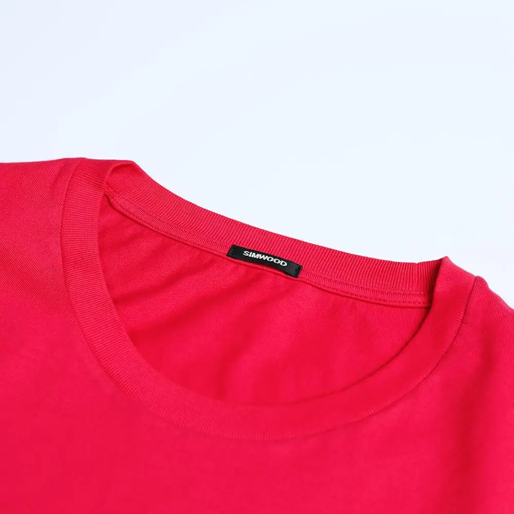 SIMWOOD летняя новая футболка с буквенным принтом Мужская винтажная стираемая