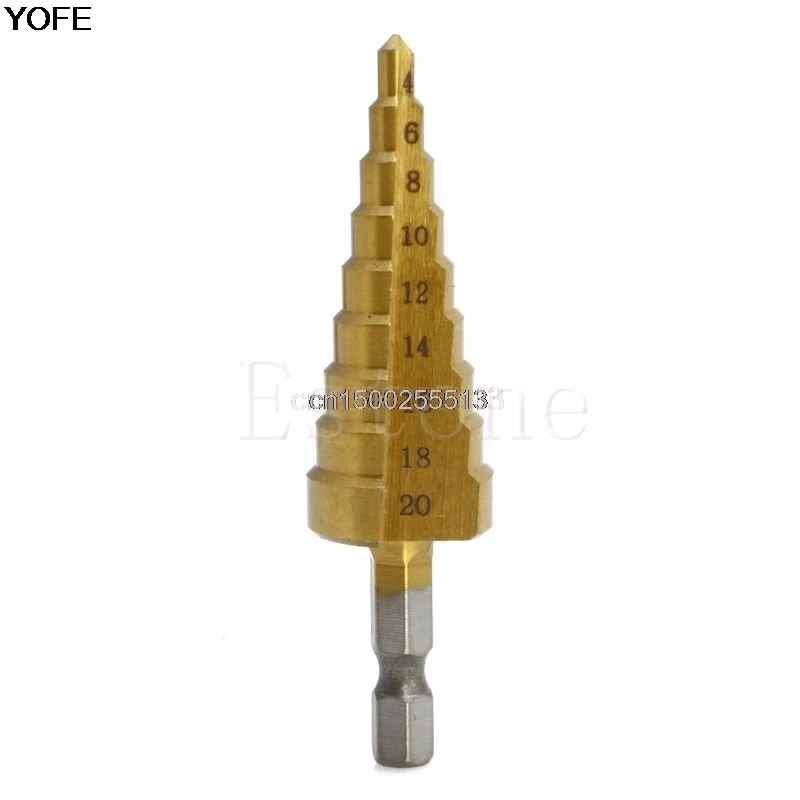 

HSS High Speed Steel Triangle Shank Pagoda Step Drill Bit from 4-20mm