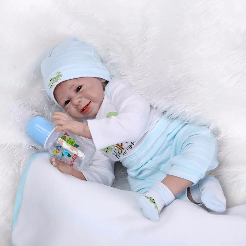 Бесплатная доставка 22 дюймов reborn Реалистичная кукла младенец силиконовые