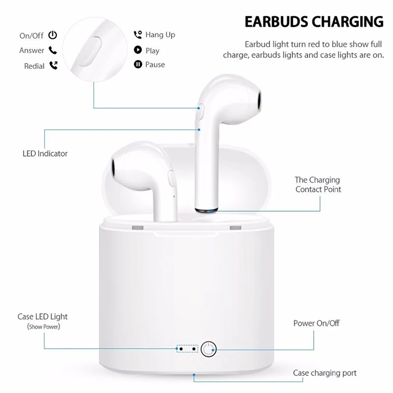 I7s наушники вкладыши TWS с Беспроводной беспроводные гарнитура Bluetooth чехол для