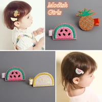 15pclot korean fruit hair clips melon hairpin kids lemon girls hotsale barrette hairpins pineapple food shape high quality