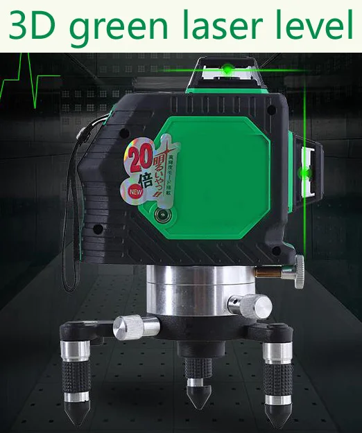 12 line 3D Laser Level Cross with Slash Function and Self Leveling Outdoor 360 Rotary green Beam Tools | Инструменты