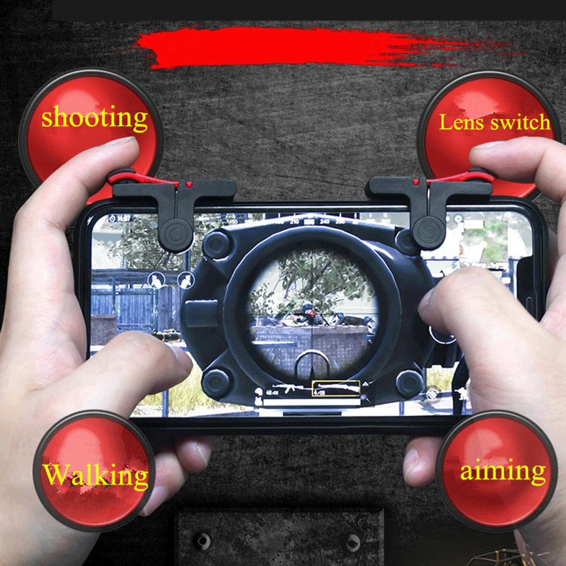for phone l1r1 grip with joystick trigger l1r1 fire buttons for iphone 8 android ios mobile gamepad for pubg controller holder free global shipping