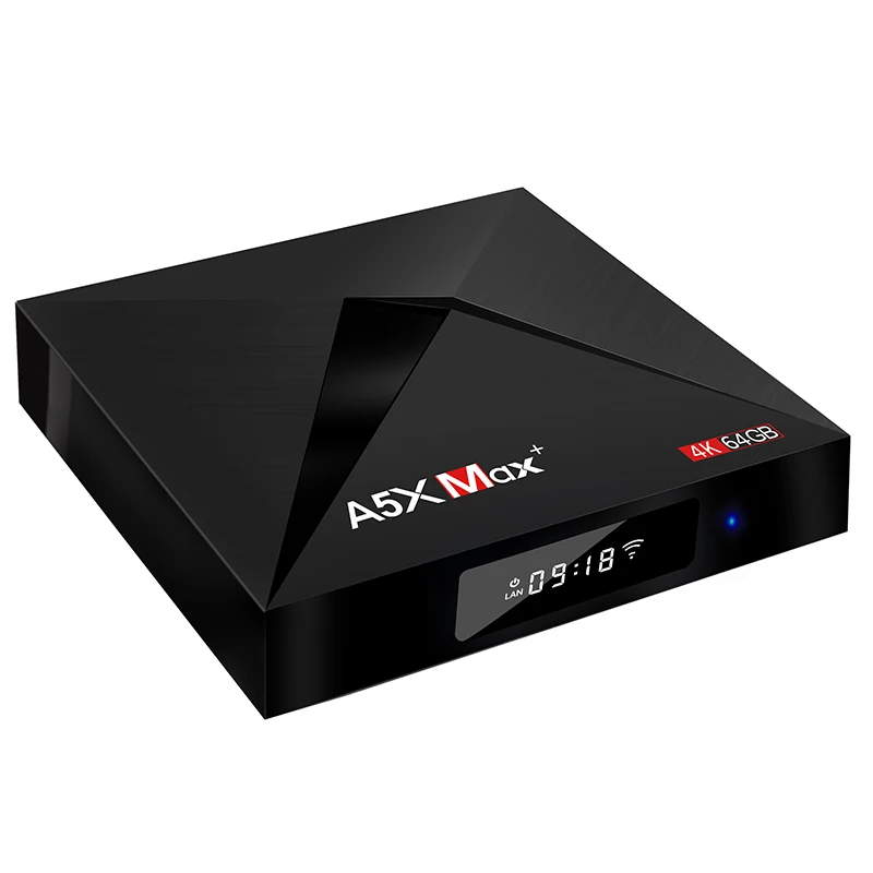 Умная ТВ приставка A5X Max + 64 ГБ Android 8 1 RK3328 USB3.0 DLNA Miracast Airplay 2.4G5G двухдиапазонный Wi Fi RJ45