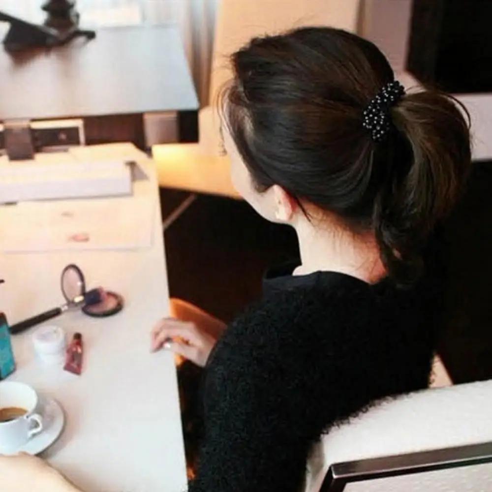 IMucci Женская мода стразы жемчуг лента для волос веревка эластичная резинка