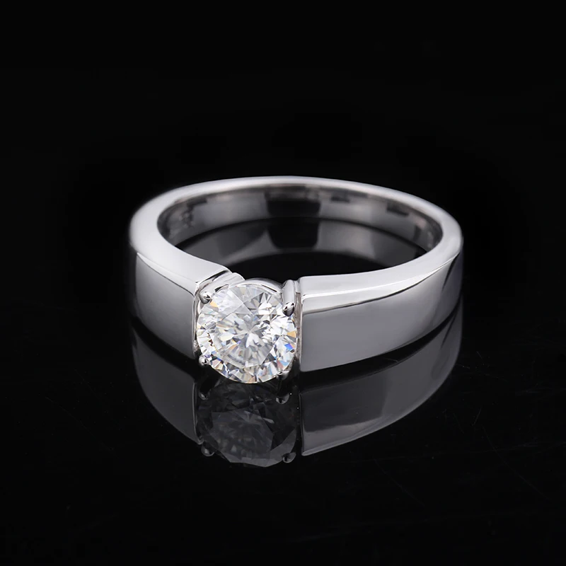 Однотонное 18k белое золото классический стиль круглый бриллиантовый огранка