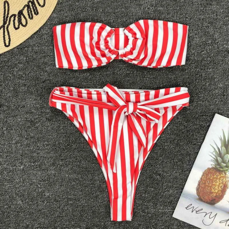 Женский купальник-бикини eBay летний сексуальный купальник в полоску с высокой