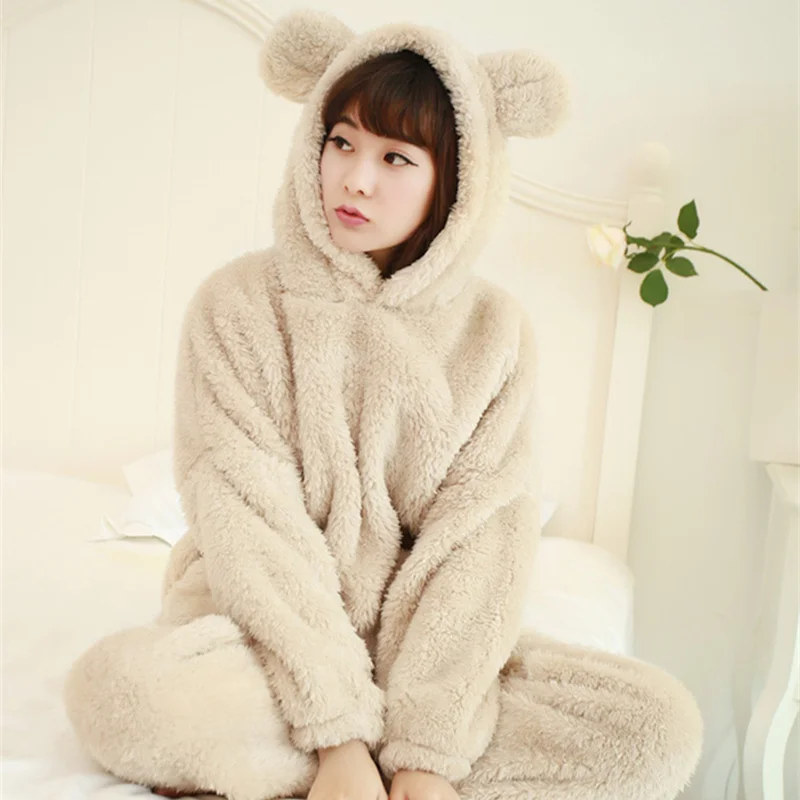 

New Autumn and winter plus size velvet women Pajamas thickening coral fleece sleepwear female Pajama Sets M-4xl with hooded