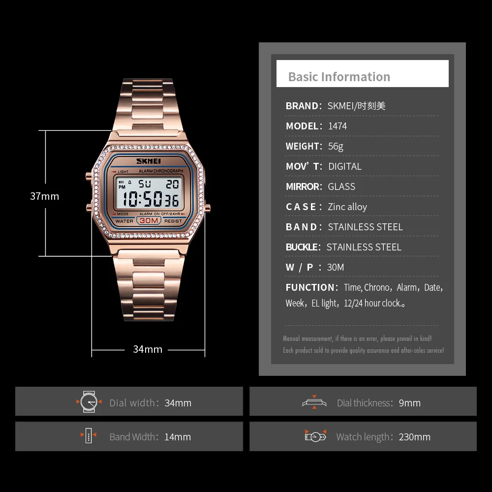 

SKMEI Women Watches Drill Diamond Sport Watch Digital Alarm Stainless Steel Luxury Ladies reloj inteligente mujer Women Watches