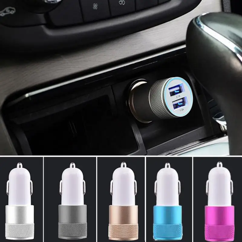 Новый автомобильный набор с двумя usb портами зарядное устройство из сплава для