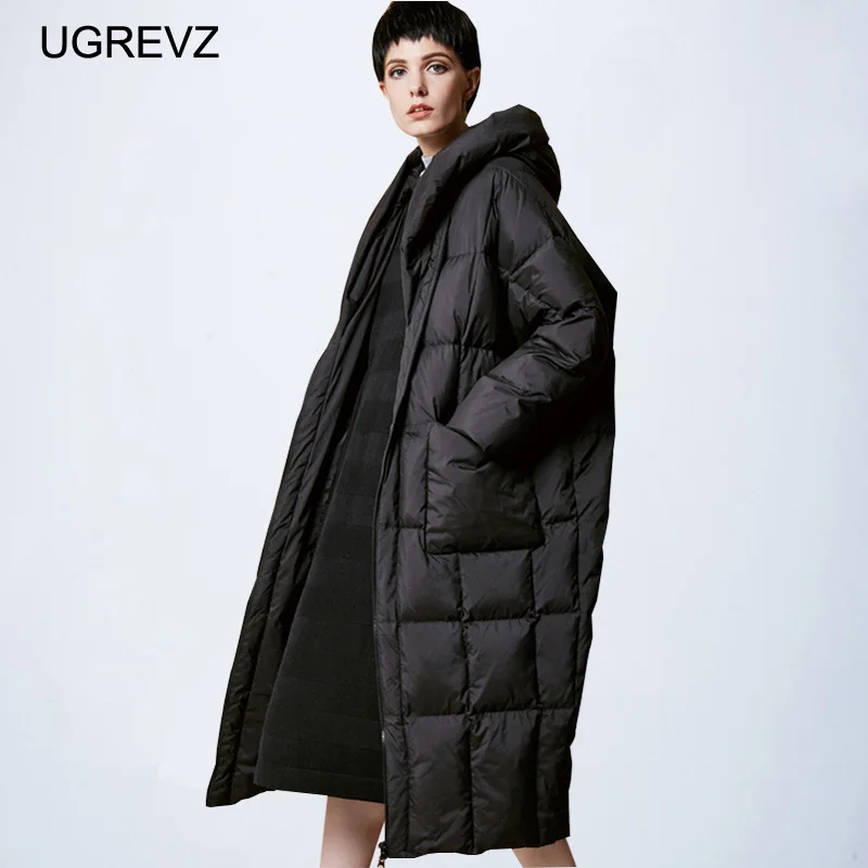 ZGH004Black Женское Свободное длинное пальто, зимняя теплая куртка, Женское пальто размера плюс, зимняя женская куртка, новая стеганая парка с капюшоном - Цвет: ZGH004Black