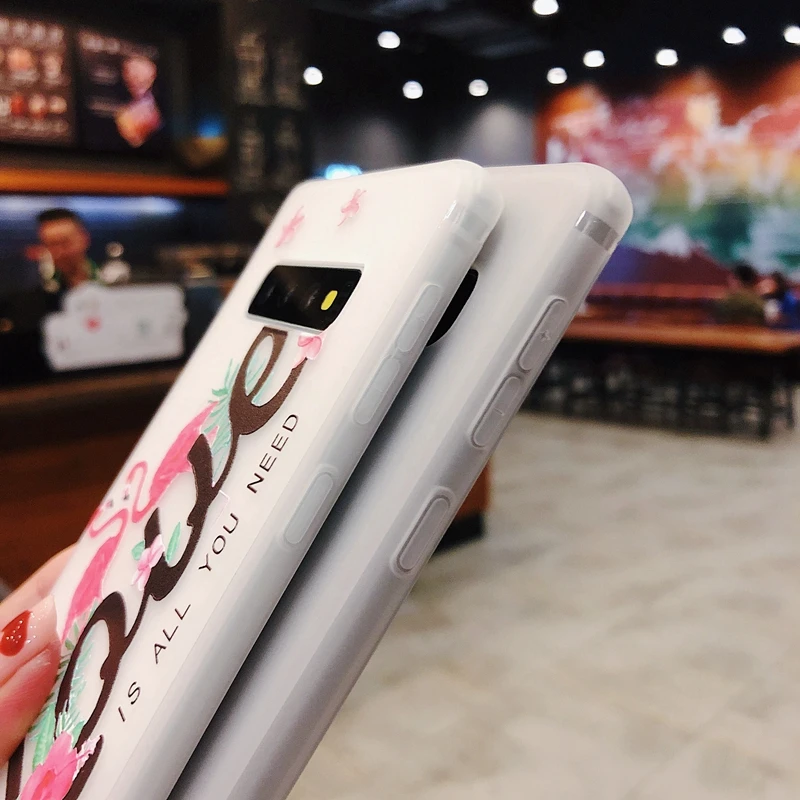 YHBBCASES рельефный чехол из ТПУ с рисунком фламинго для Samsung Galaxy S8 S9 S10 Plus Модный