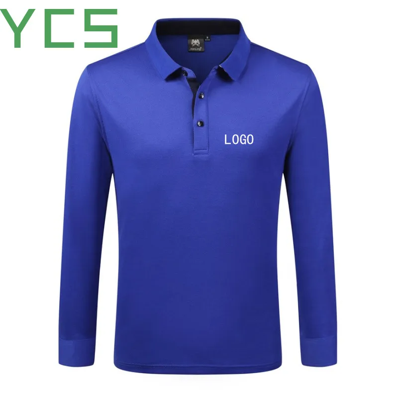 Blue YCS Store custom85% хлопок, рубашка поло с длинным рукавом для мужчин/женщин, пользовательское имя текста, персонализированное сообщение или изображение для рубашка-поло унисекс - Цвет: Blue