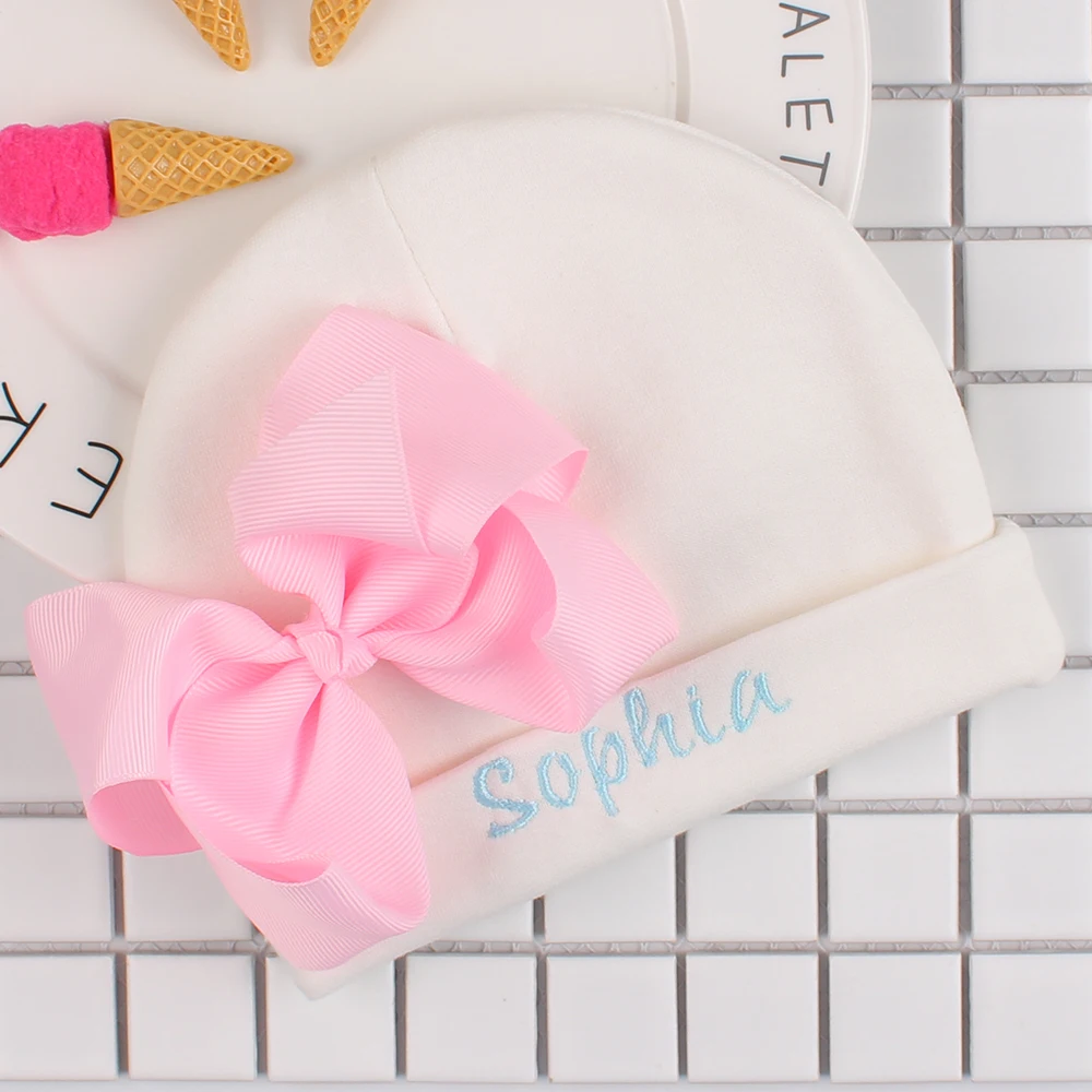 Customized Newborn Baby Hat Cute Bear Rabbit With Baby's Name Special Gift For Boys Girls Toddler Spring | Детская одежда и
