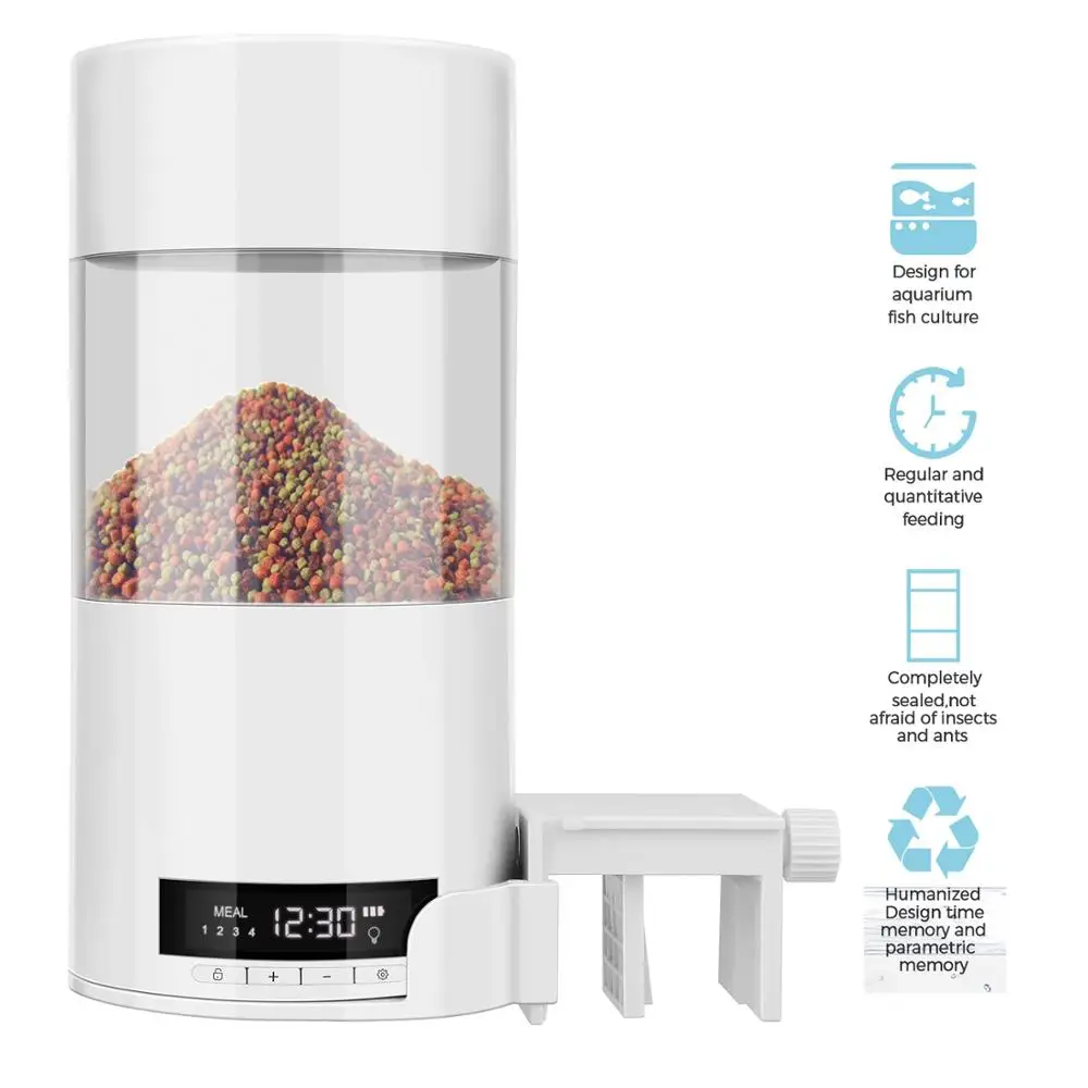 Fully Sealed Dry Box Automatic Feeding Fish Intelligent Timing Quantitative Aquarium Tank Feeder | Дом и сад