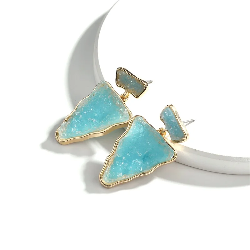 5 цветов Druzy Drusy серьги из искусственного камня Треугольники Стад Мода Известный