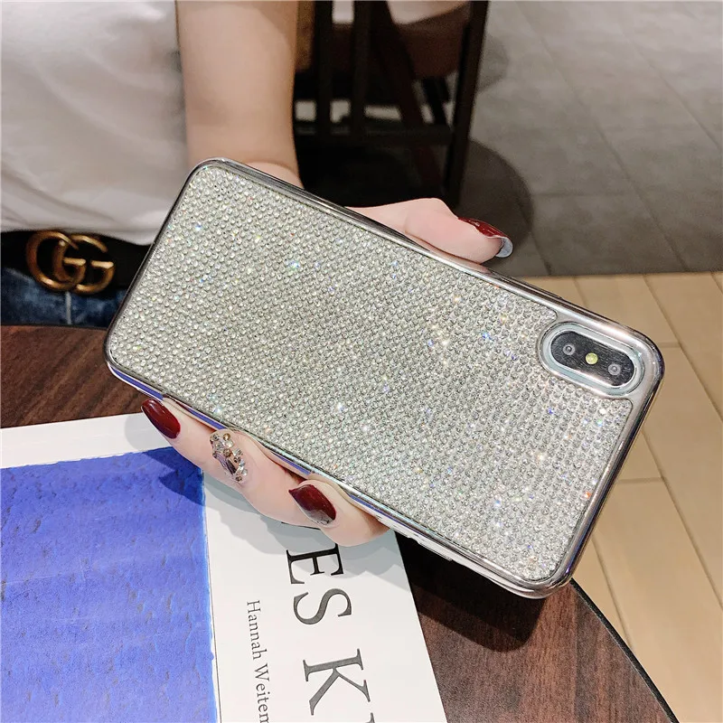COPEONE Luxury Rhinestone Case for iPhone 7 Plus Plating Soft TPU Frame Bling Cases 6 6s 8 X XS XR XSMAX |