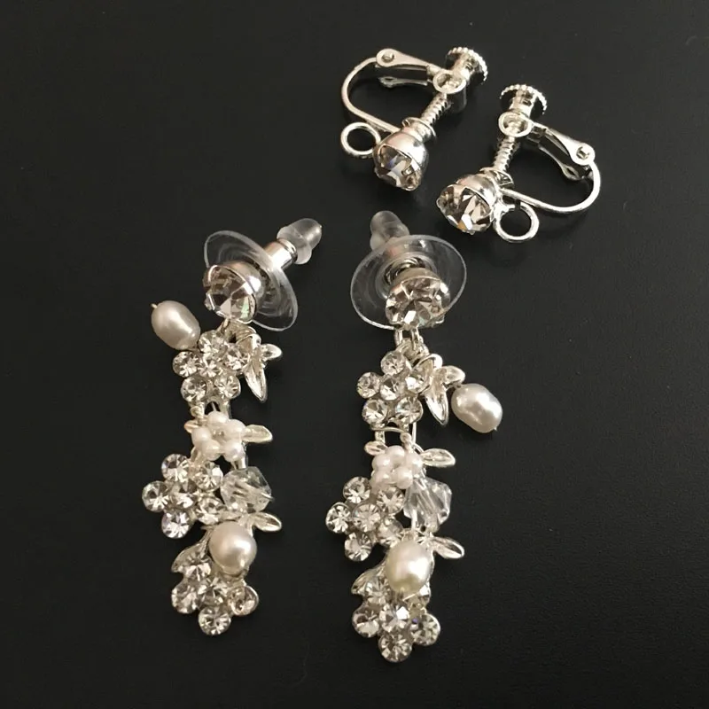 Женские серьги подвески ручной работы SLBRIDAL цвета розового золота с кристаллами и