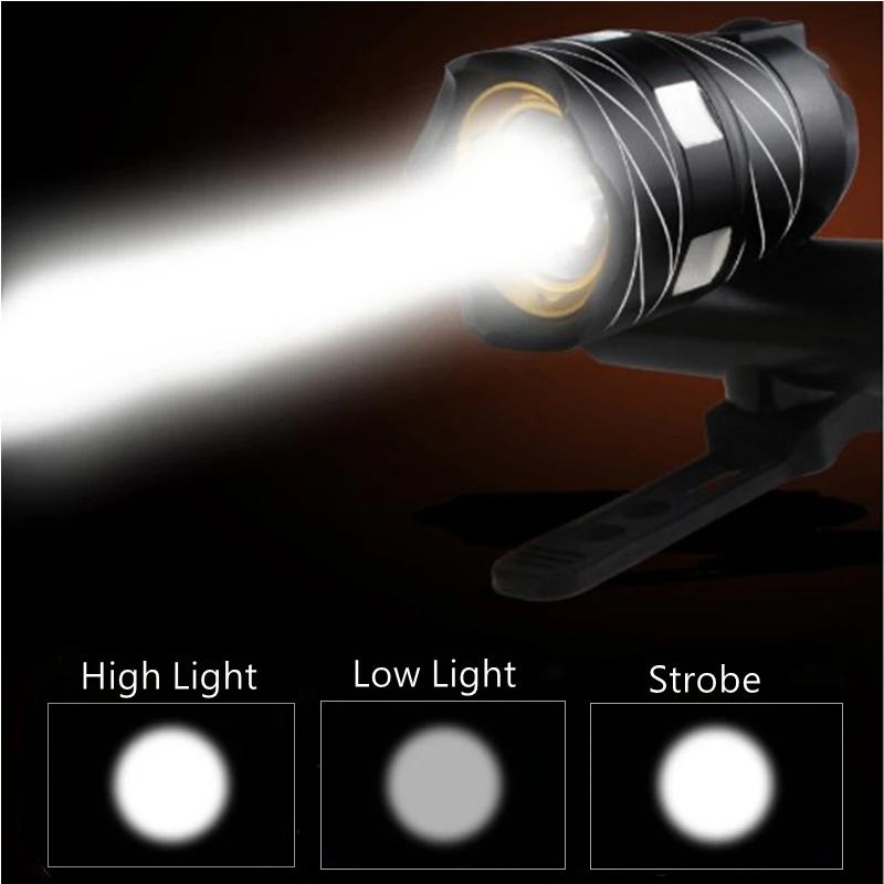KINGBIKE Bike Light Zoom Waterproof LED MTB Front Rear Head Tail Taillight Warning Flashlight USB Rechargeable Lights | Спорт и