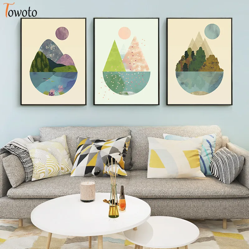 Абстрактный принт пейзаж холст живопись природа постер современные сезоны