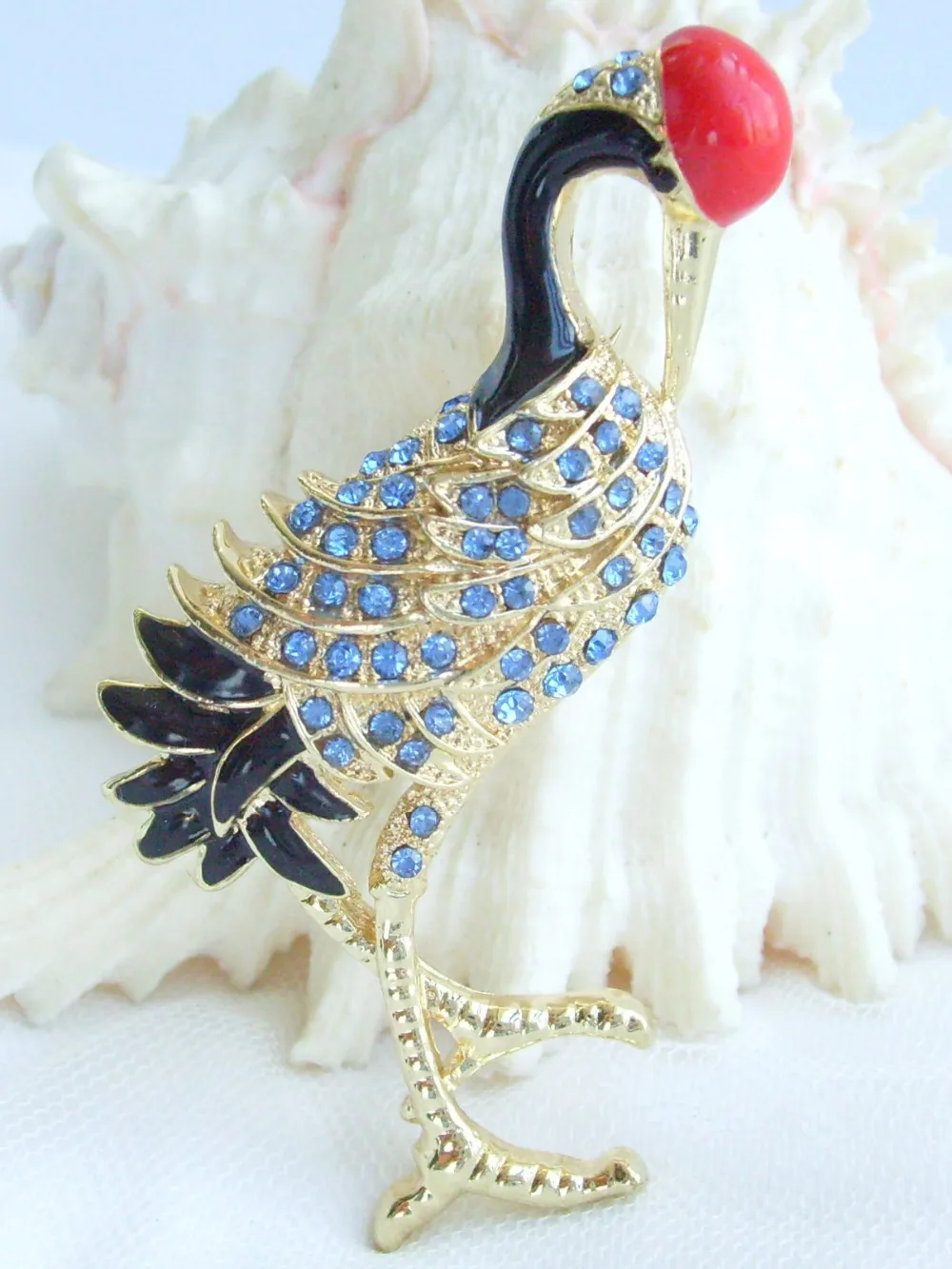 2 76 &quotсиний горный хрусталь Кристалл красная Коронная брошь с дизайном журавль