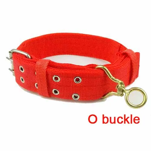 Red O buckle SYDZSW собачий ошейник большого размера из нейлона с двойной пряжкой, Четырехслойный утолщенный ошейник для домашних животных, лабрадор, золотистый ретривер, прочные товары для больших собак - Цвет: Red O buckle