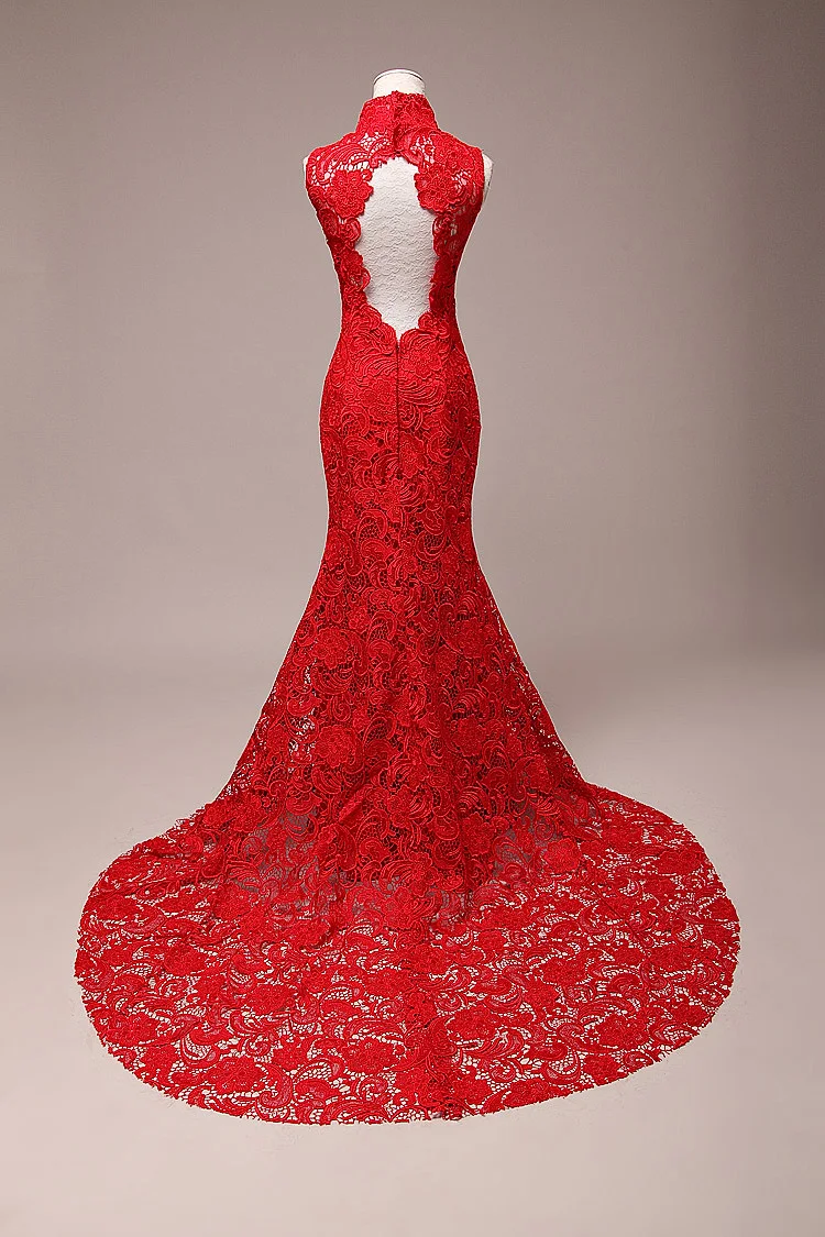 Реальный образец красное сделанное на заказ кружевное роскошное новый стиль