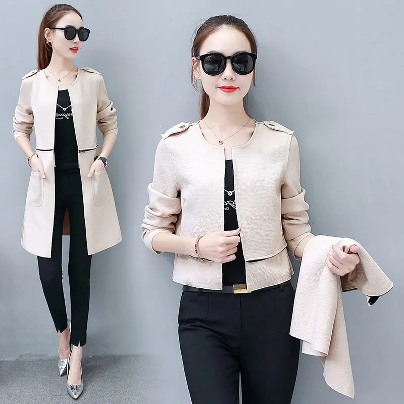 Куртка женская Корейская версия с длинными рукавами длинные и короткие раздел