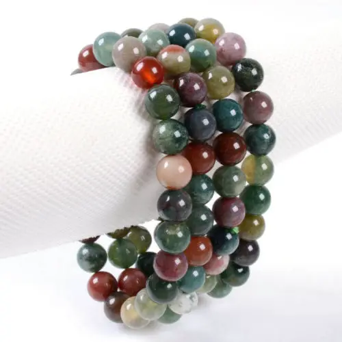 Wholesale 5PCS 8mm Fashion Indian agates round beads stretchable bracelet 7.5" | Украшения и аксессуары
