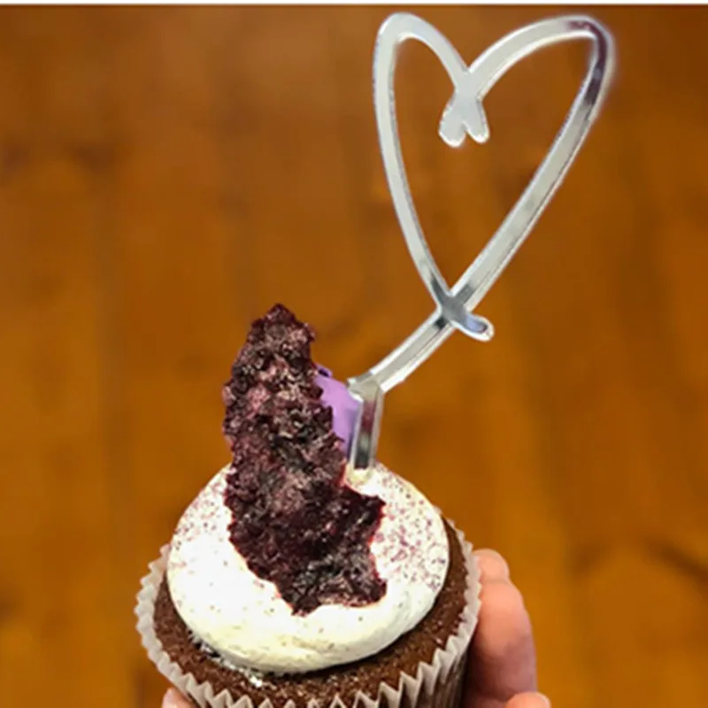 2 шт. новинка милый акриловый Топпер для кексов с золотым и серебряным сердцем