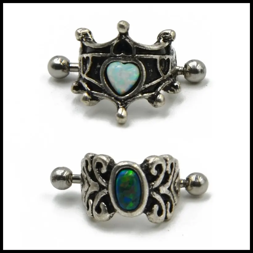 Hot Sale Pair 316l Surgical Steel With Opal Vintage Heart Oval Ear Cartilage Cuff Rings Piercing For Sexy Girls Jewelry 16g | Украшения и