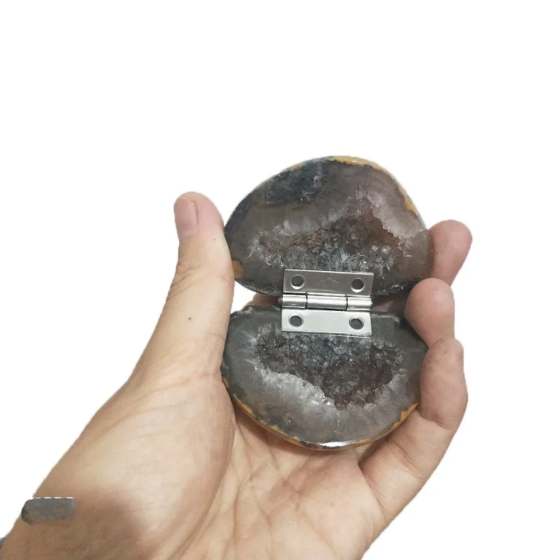 white Agate geode Агат Geode натуральный чистый ручной резной кристалл кластер ручной работы кольцо коробка для коризопии Агат камень любителей подарок кристальная пещера - Цвет: white Agate geode